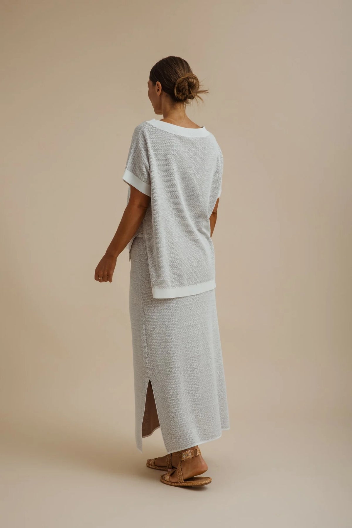Crepe Knitted Skirt Salt/Granite