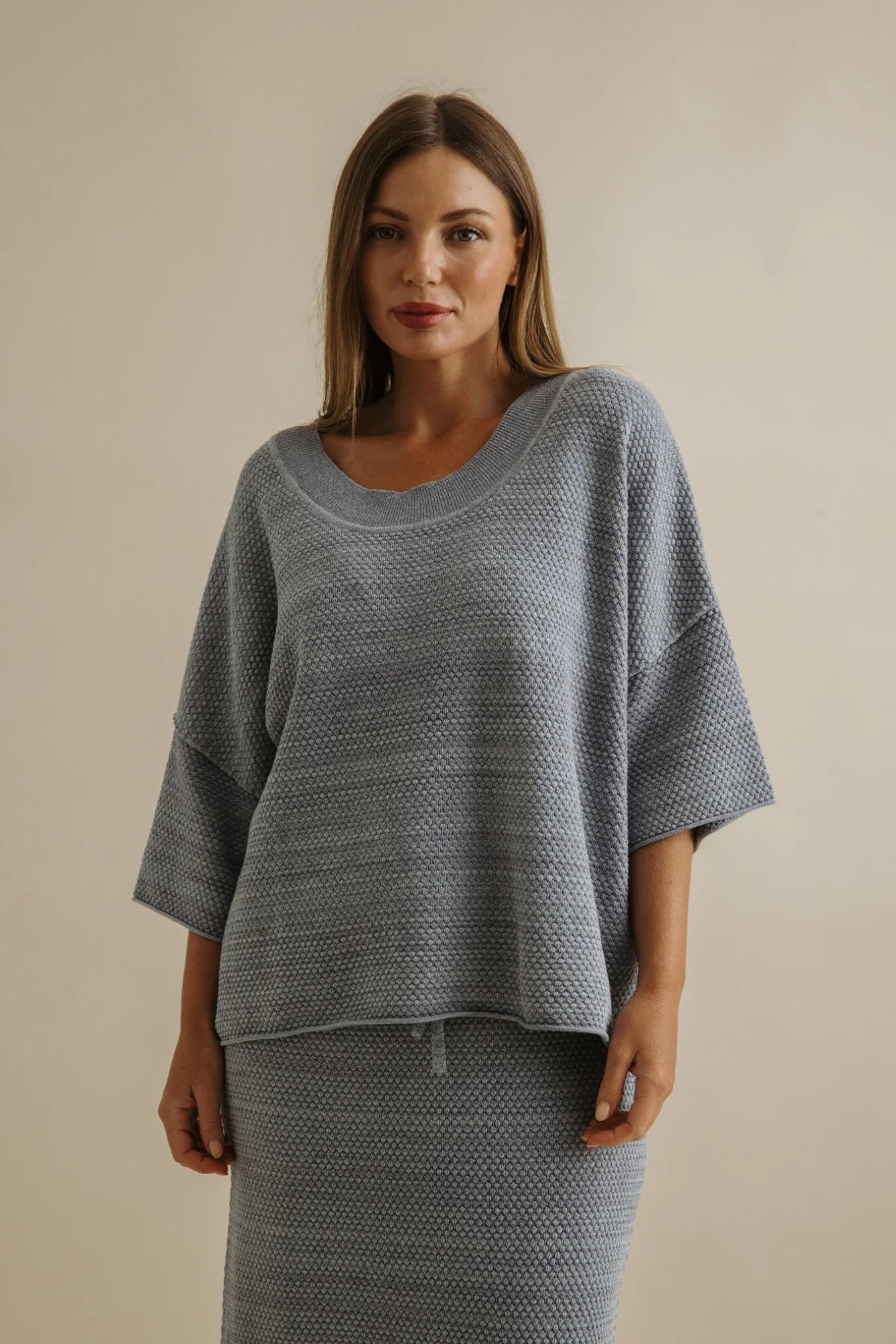 Coral Knitted Tee Pullover