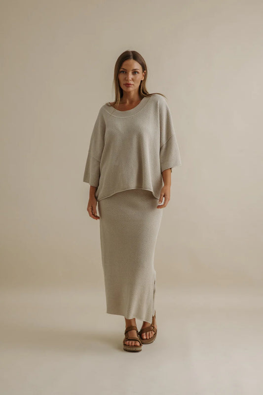 Coral Knitted Skirt Sand Combo