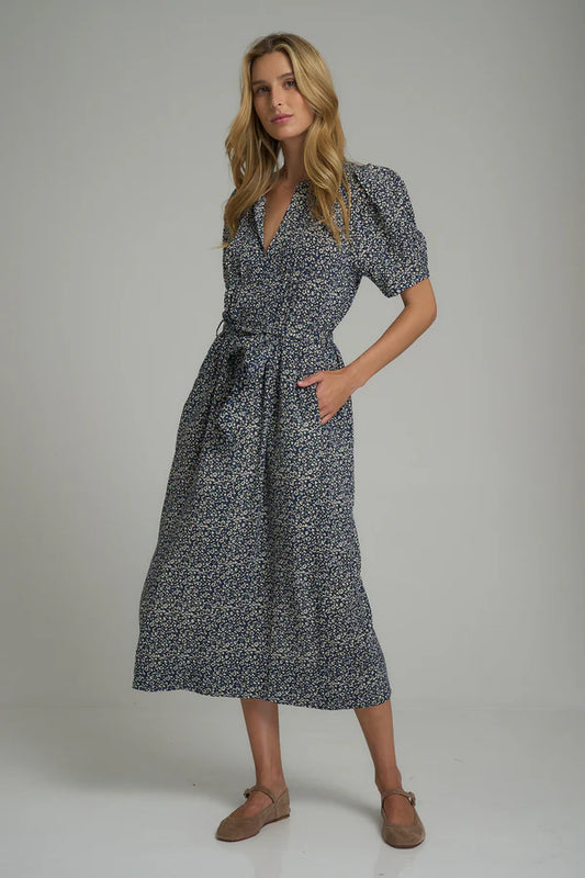 Devon Wrap Dress Floral Navy