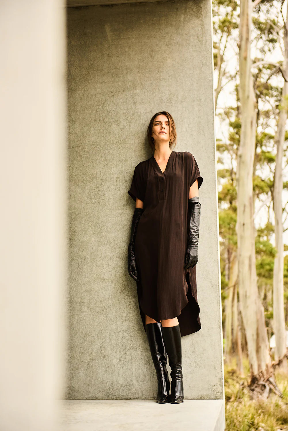 Wedge Tab Dress Fudge