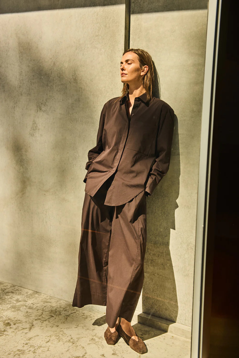 Wide Cross Pant Fudge