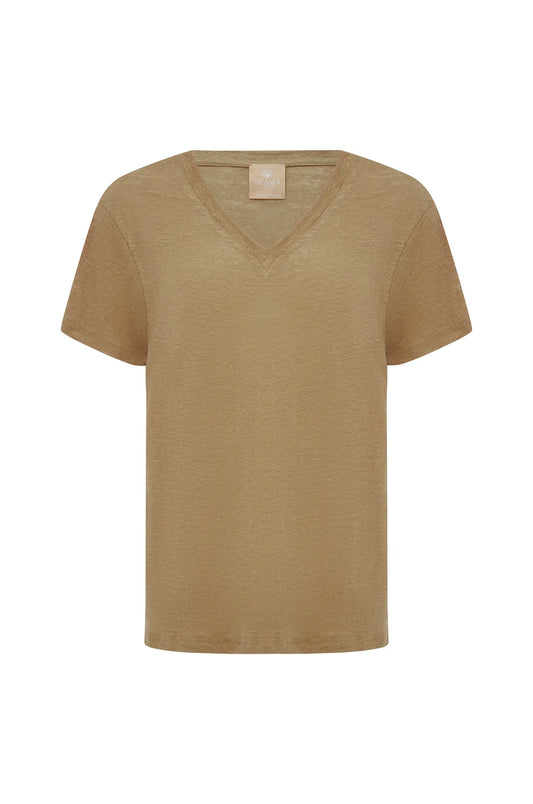 V-Neck Tee Caramel Brown