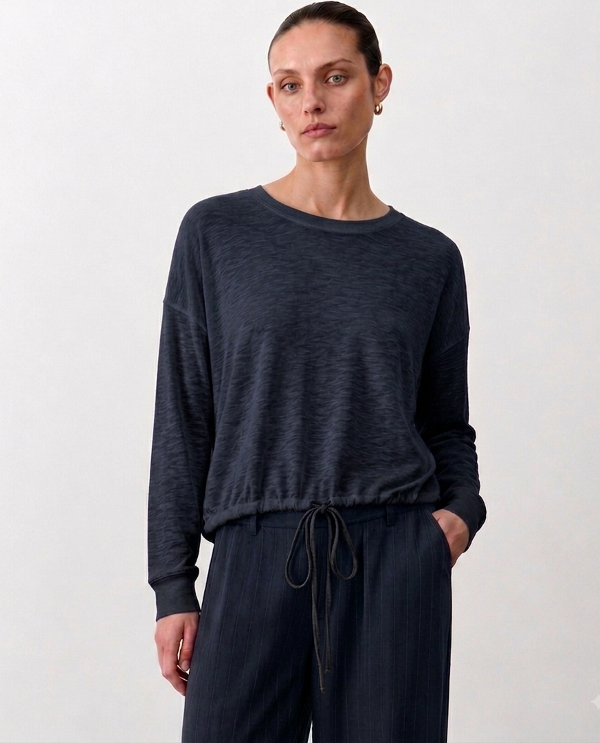 Hailey Drawstring Top Navy