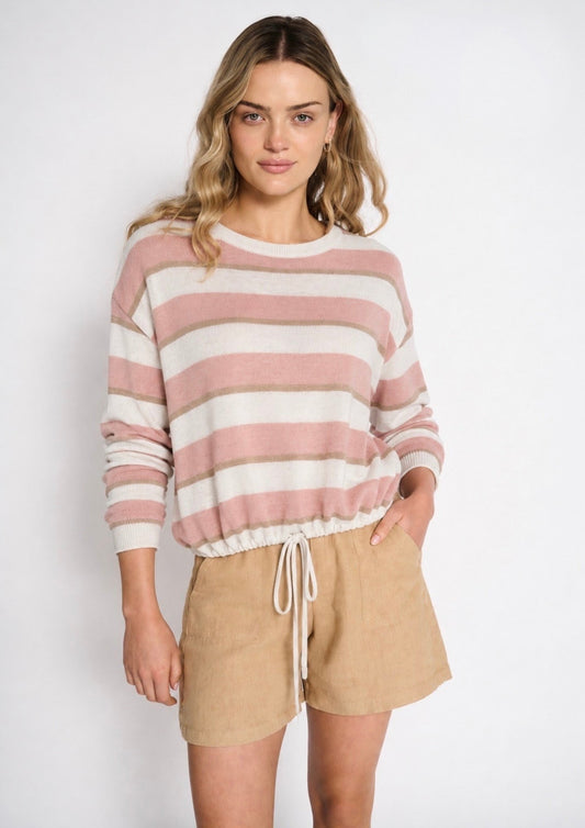 LL Stripe Hailey Drawstring Soft Pink
