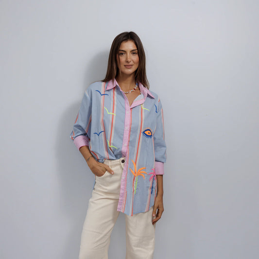 Pure Cotton Shirt KS2011 Blue S/M