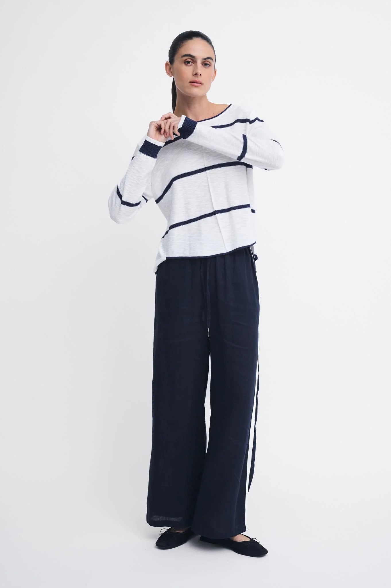 Kaia Top Stripe White Navy
