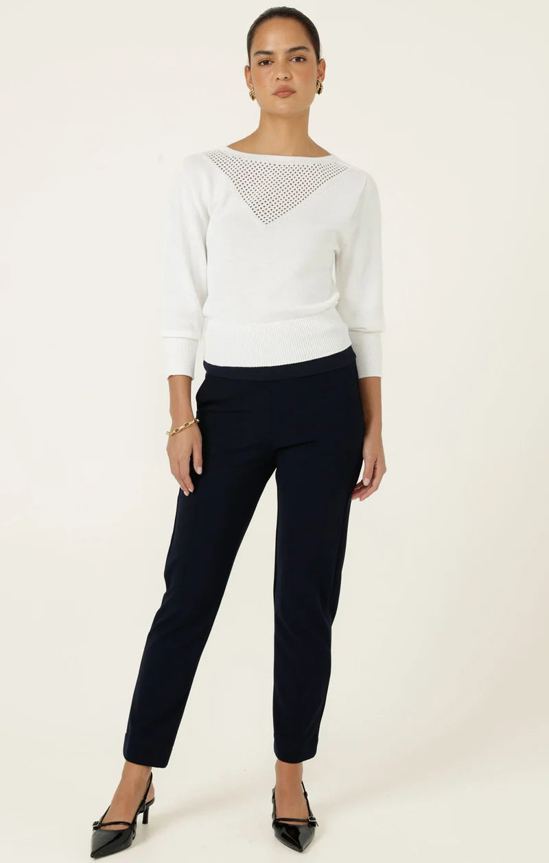 Chloe 3/4 Sleeve Knit Top White