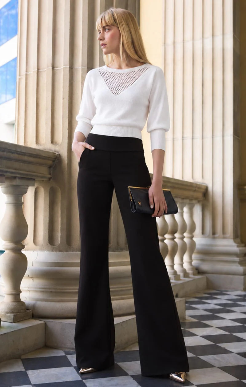Chloe 3/4 Sleeve Knit Top White