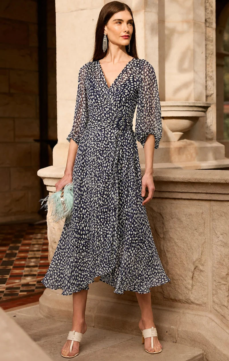 Cloudland Wrap Dress Navy/White