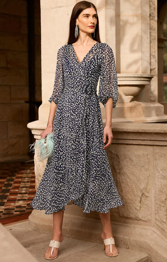 Cloudland Wrap Dress Navy/White