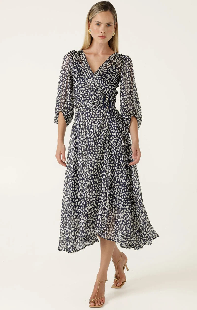 Cloudland Wrap Dress Navy/White