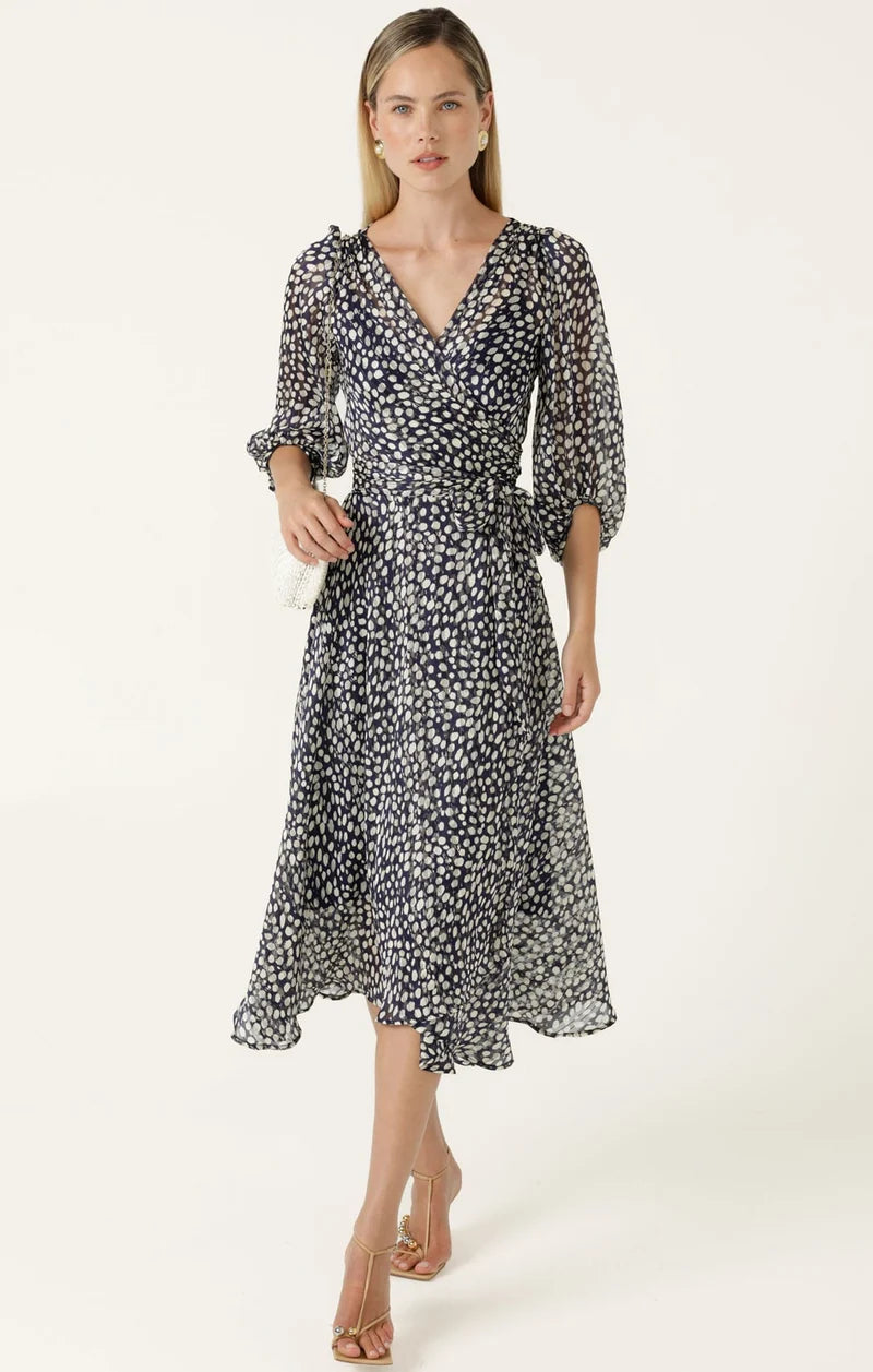 Cloudland Wrap Dress Navy/White