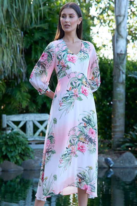 Ayana Midi Dress Blush Multi