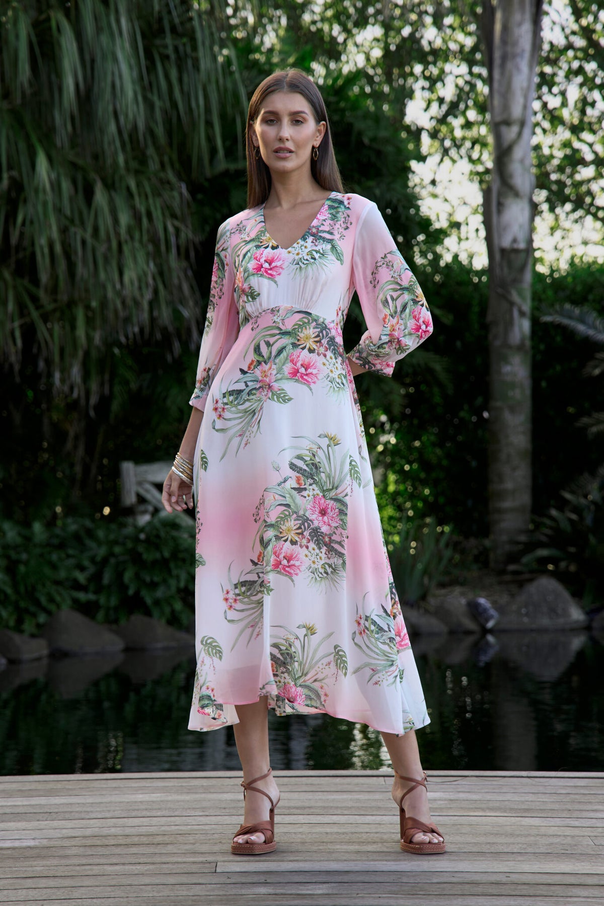 Ayana Midi Dress Blush Multi