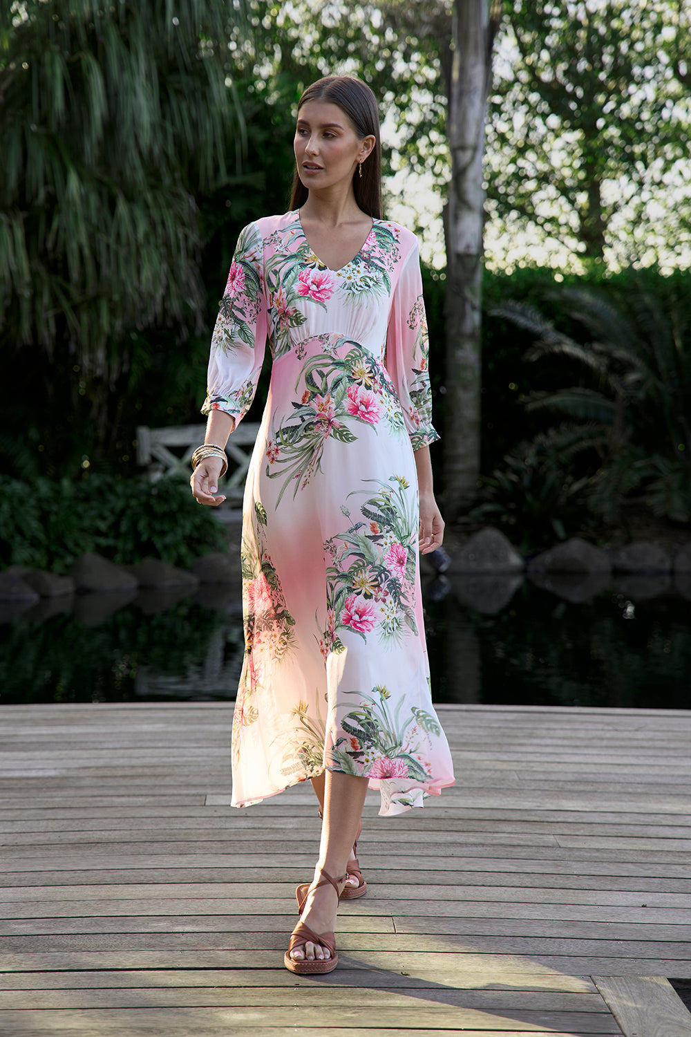 Ayana Midi Dress Blush Multi