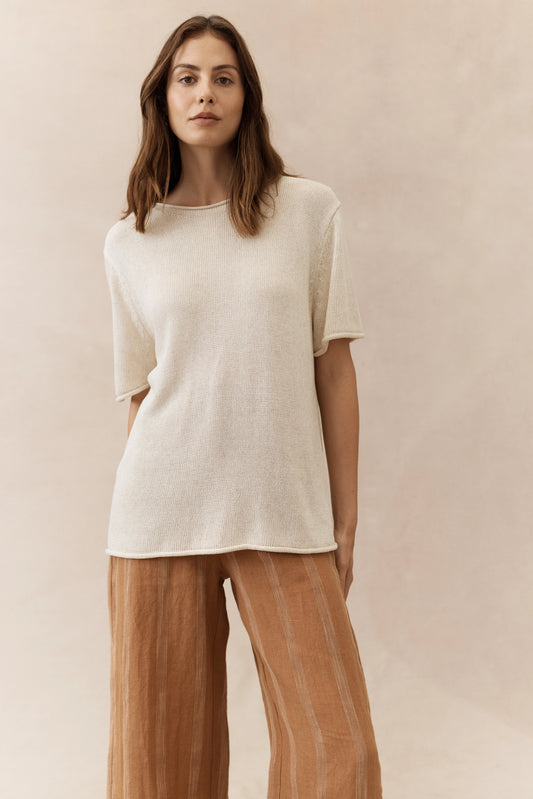 Scoop Neck Spring Knit Natural