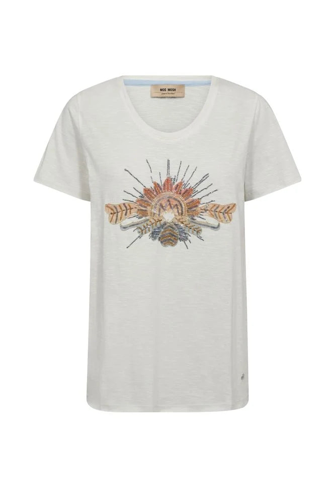 Tonia O-SS Glam Tee Ecru