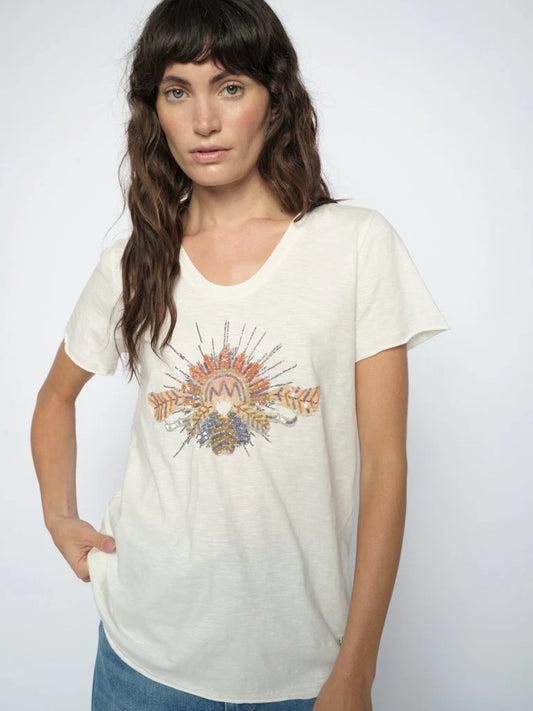 Tonia O-SS Glam Tee Ecru