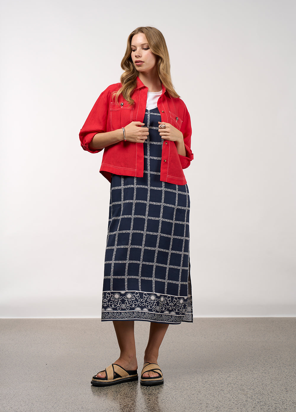 Lyrical Dress Navy Bone