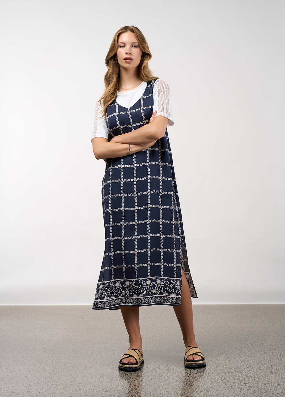 Lyrical Dress Navy Bone