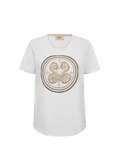 Zano O SS Embroidery Tee White