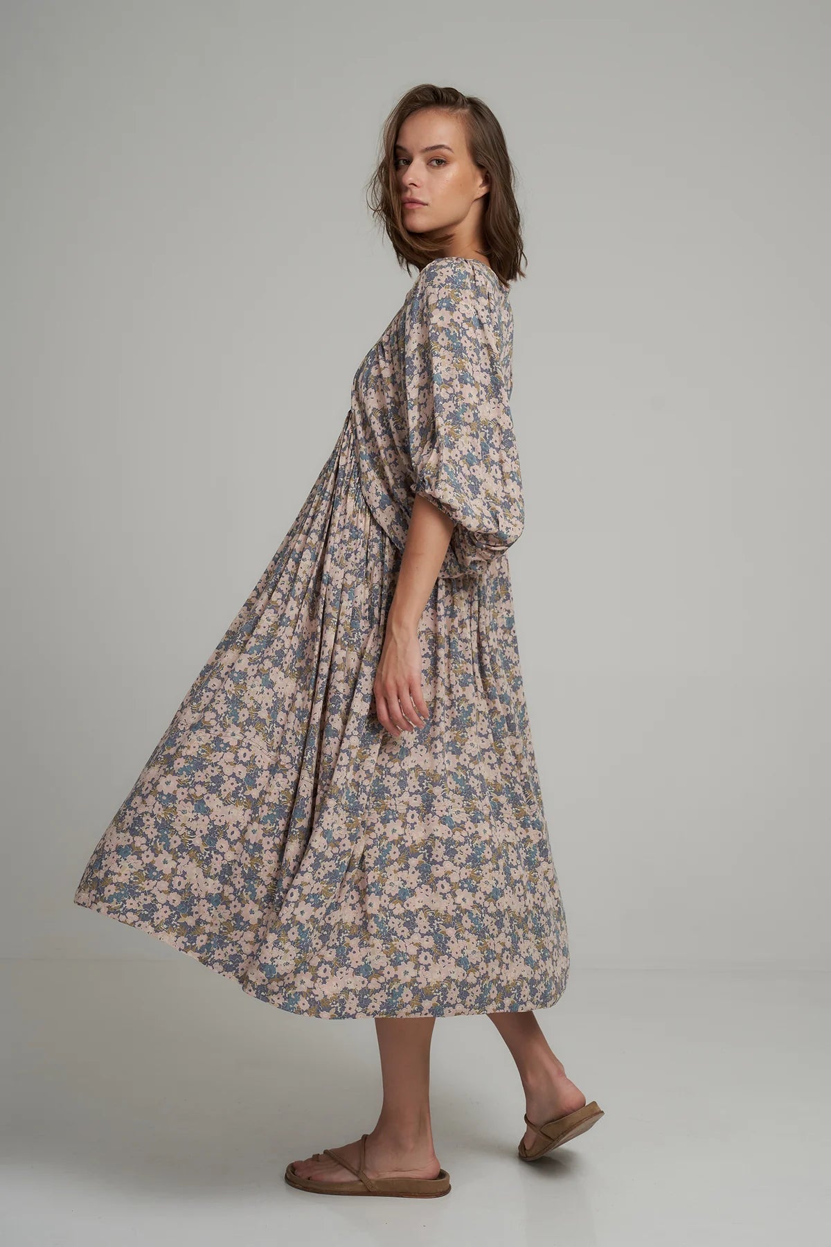 November Dress Floral Blue Floral S