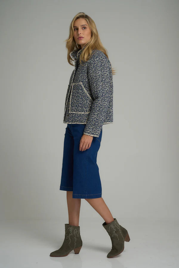 Poets Two Tone Jacket Floral Navy