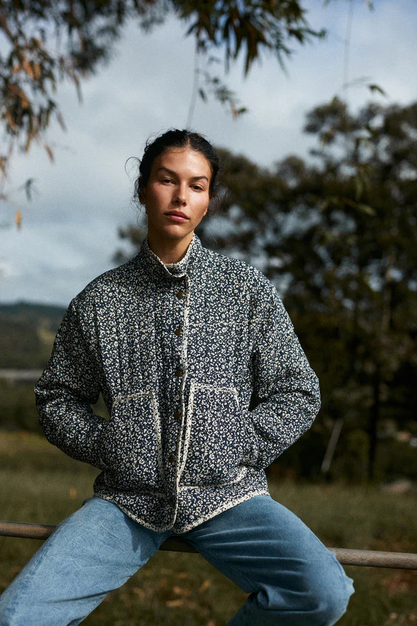 Poets Two Tone Jacket Floral Navy