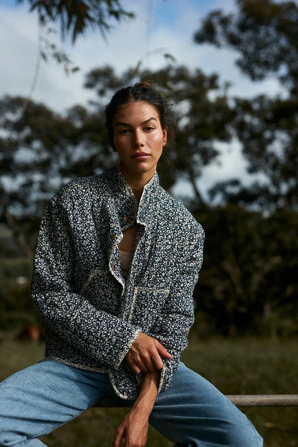 Poets Two Tone Jacket Floral Navy
