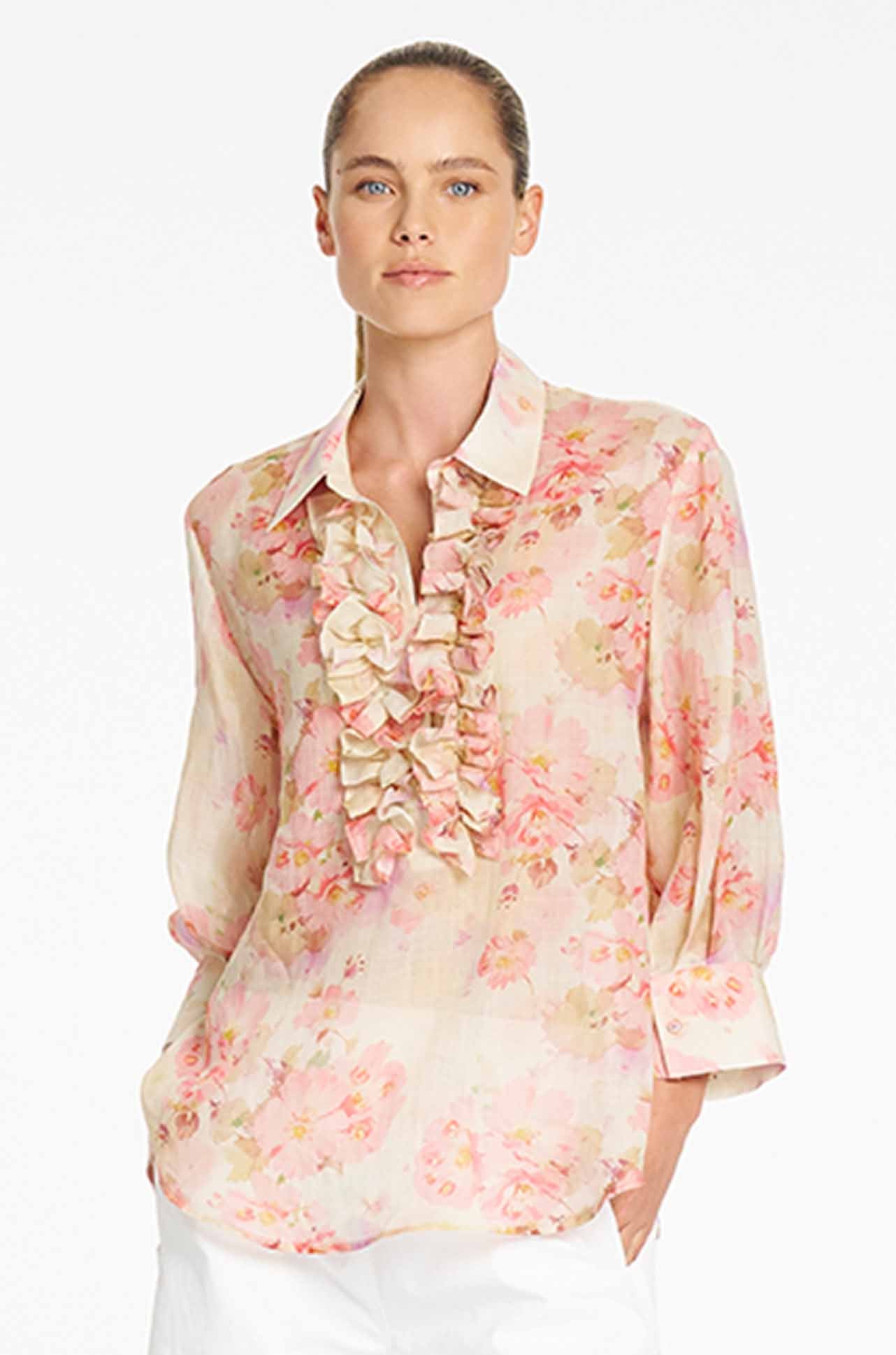 Ruffle Resort Top Misty Floral Line