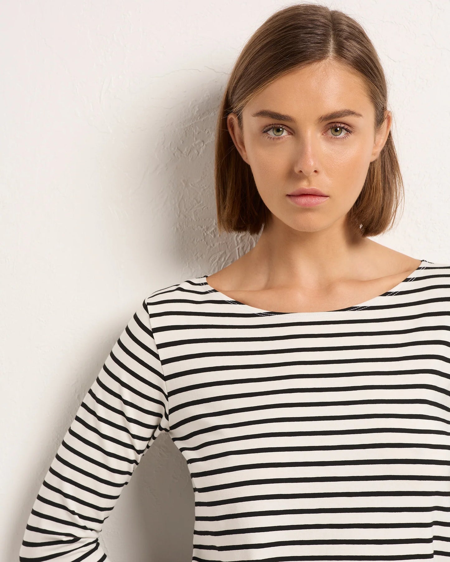 Relaxed Boat Neck Boater Stripe Milk Black