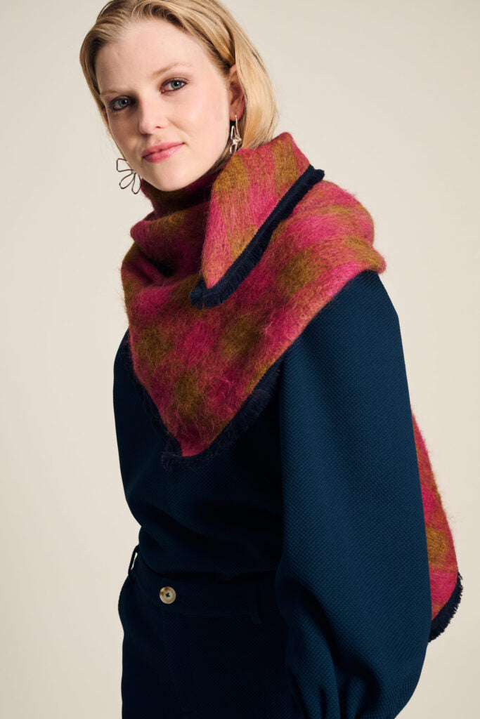 Shawl Checks Pink Brown