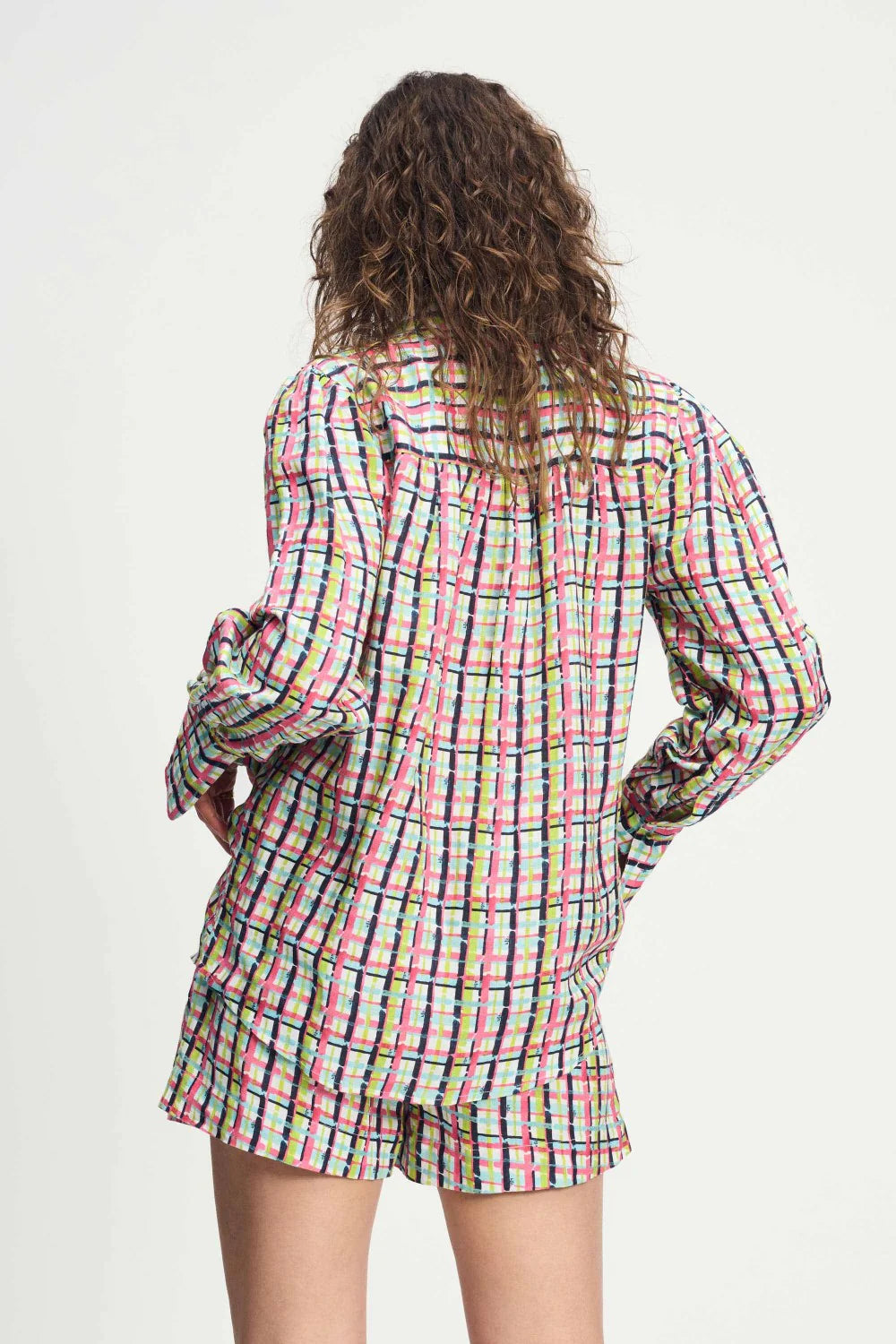 Blouse Brushwork Check linen