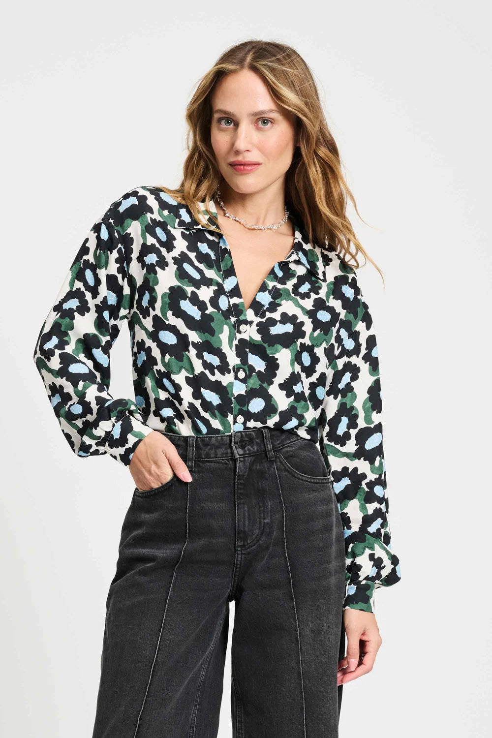 Violet Wild Flowers Ecru Blouse