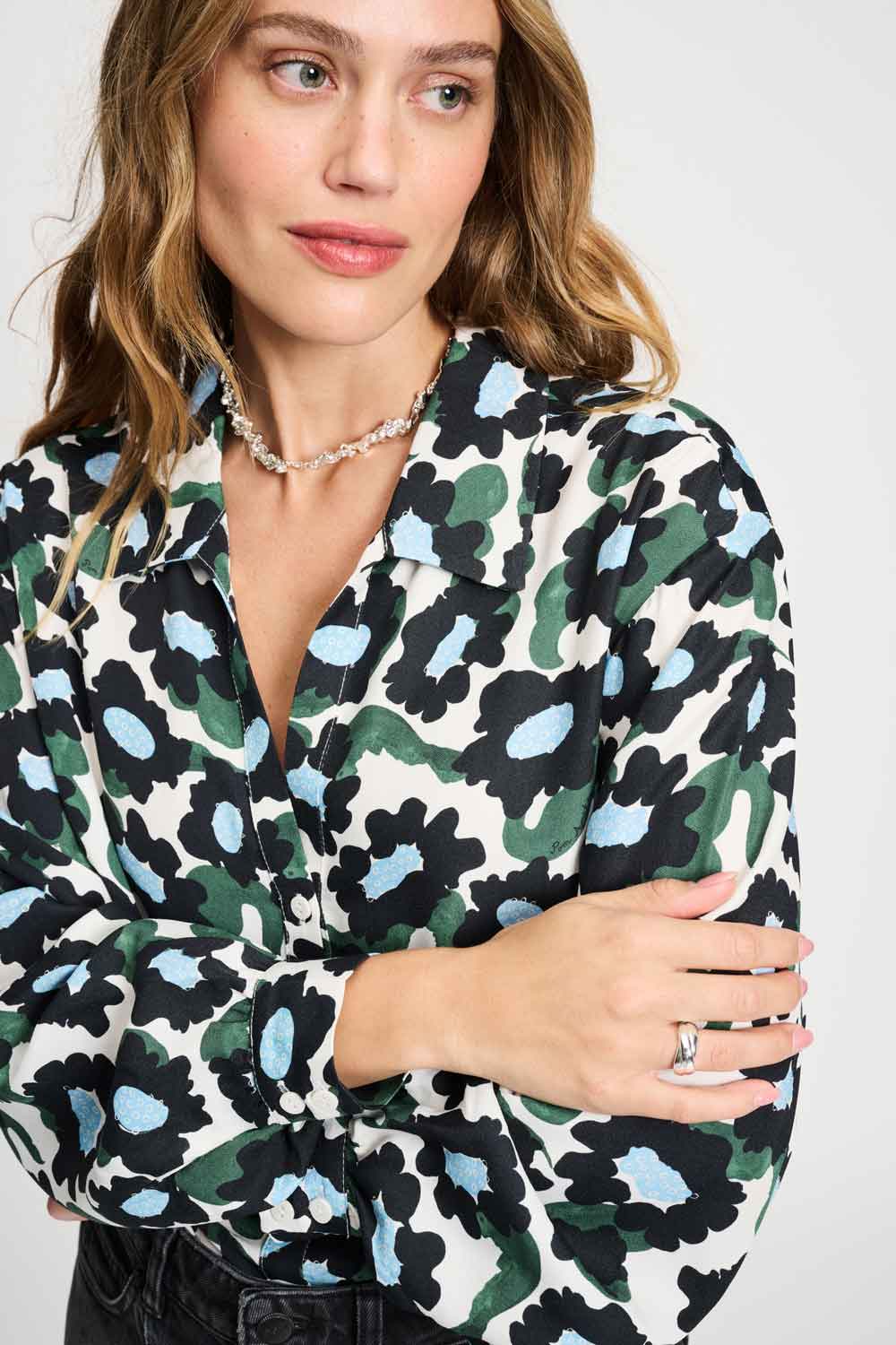 Violet Wild Flowers Ecru Blouse