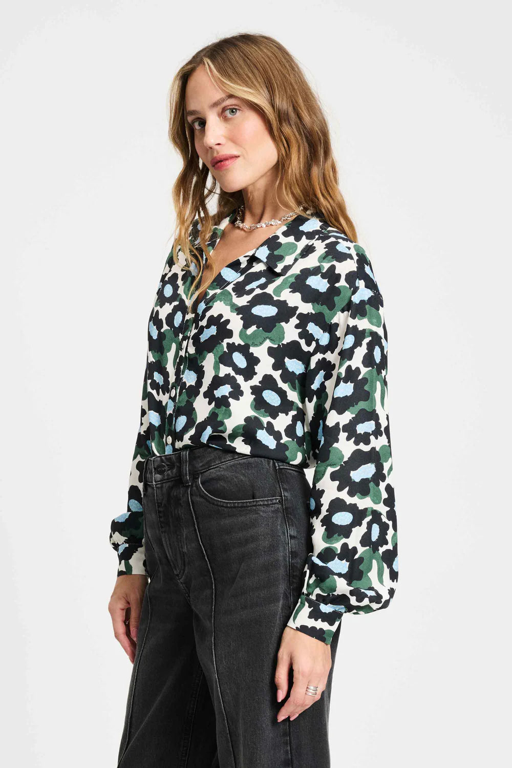 Violet Wild Flowers Ecru Blouse