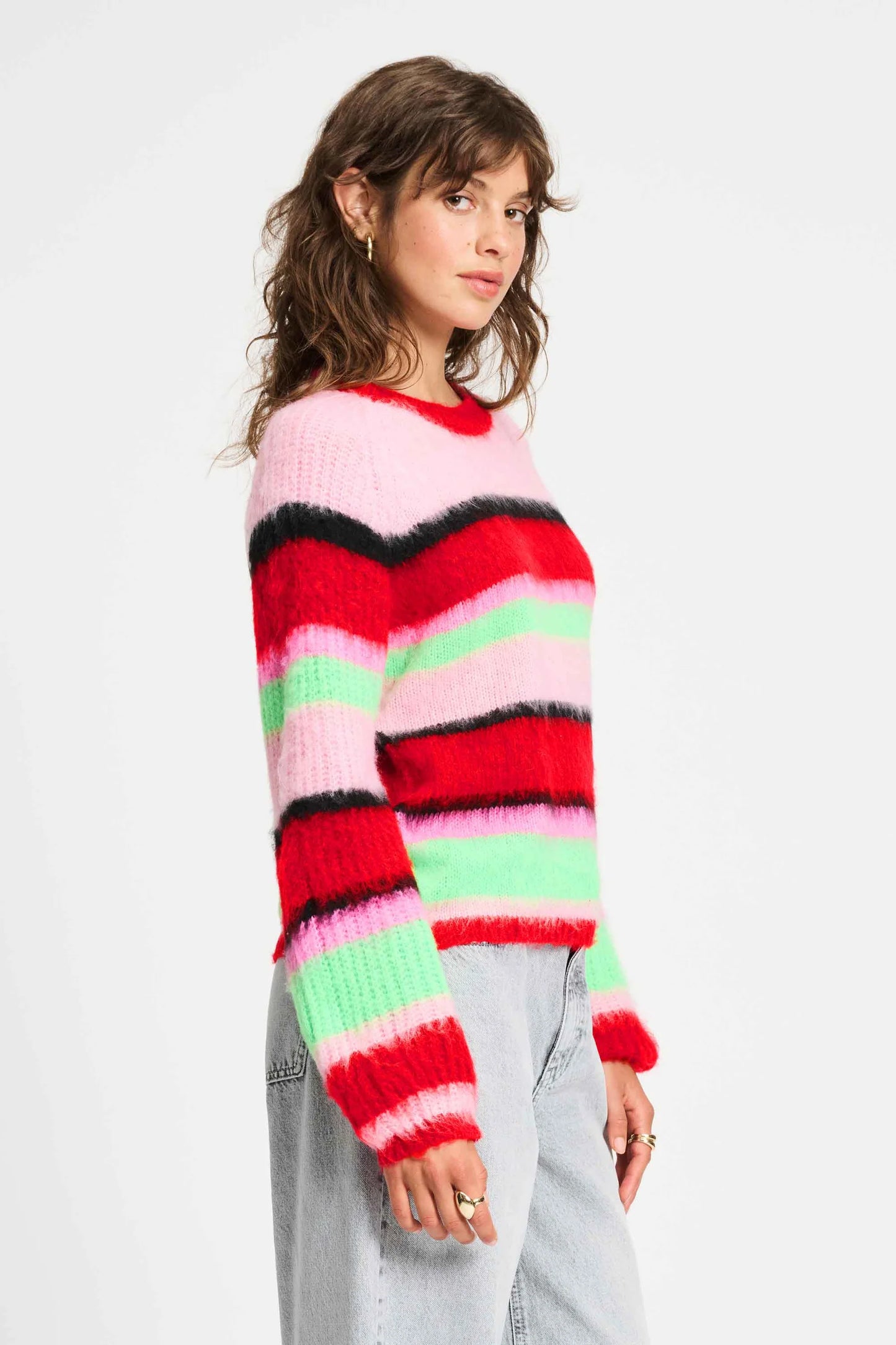 Brushed Stripes Green Pullover