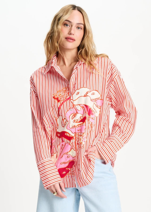 Poplin Striped Blouse Orange