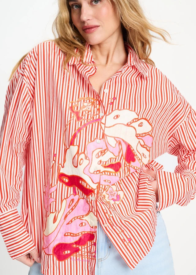 Poplin Striped Blouse Orange