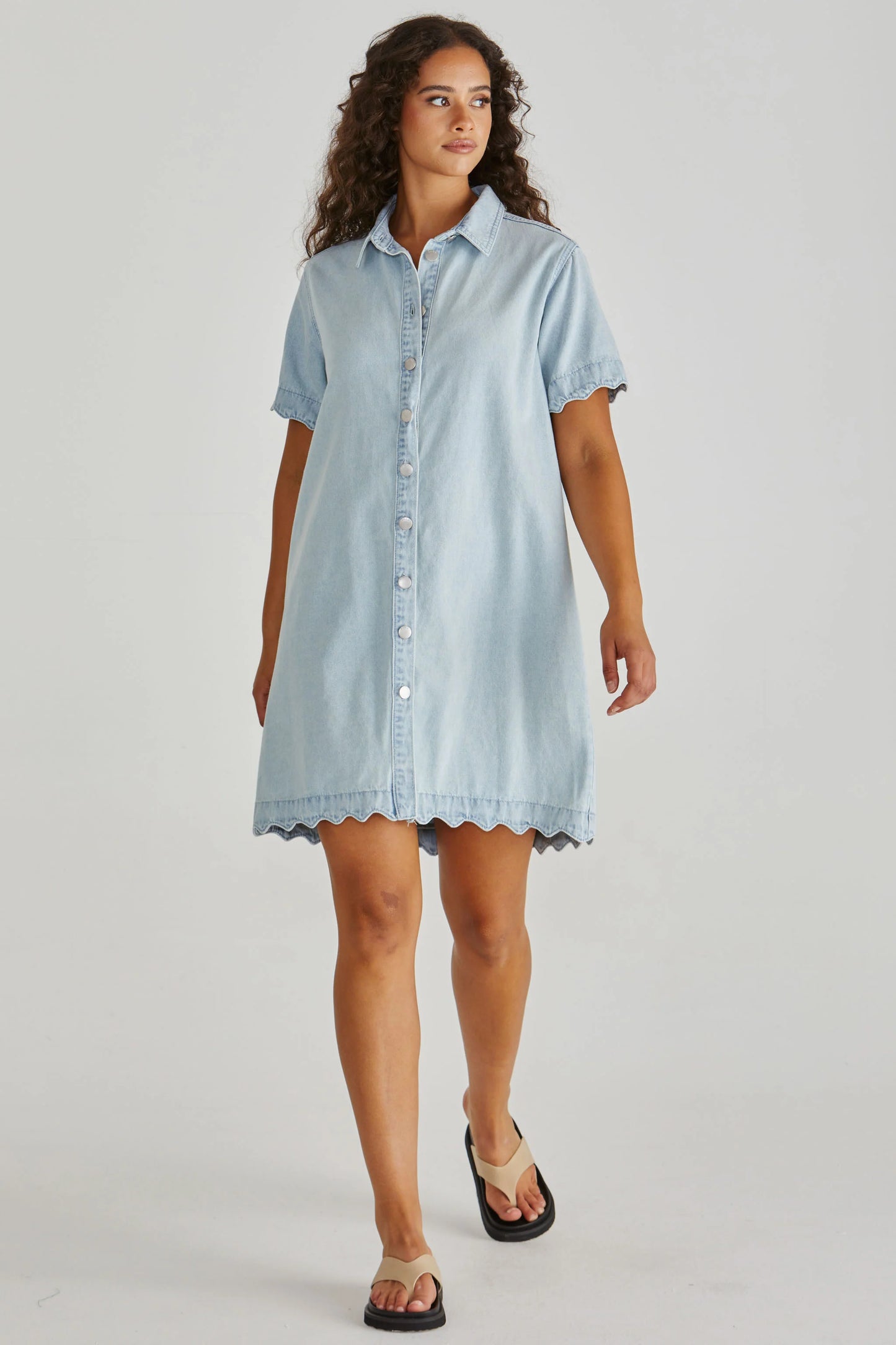 Vale Scalloped Denim Dress