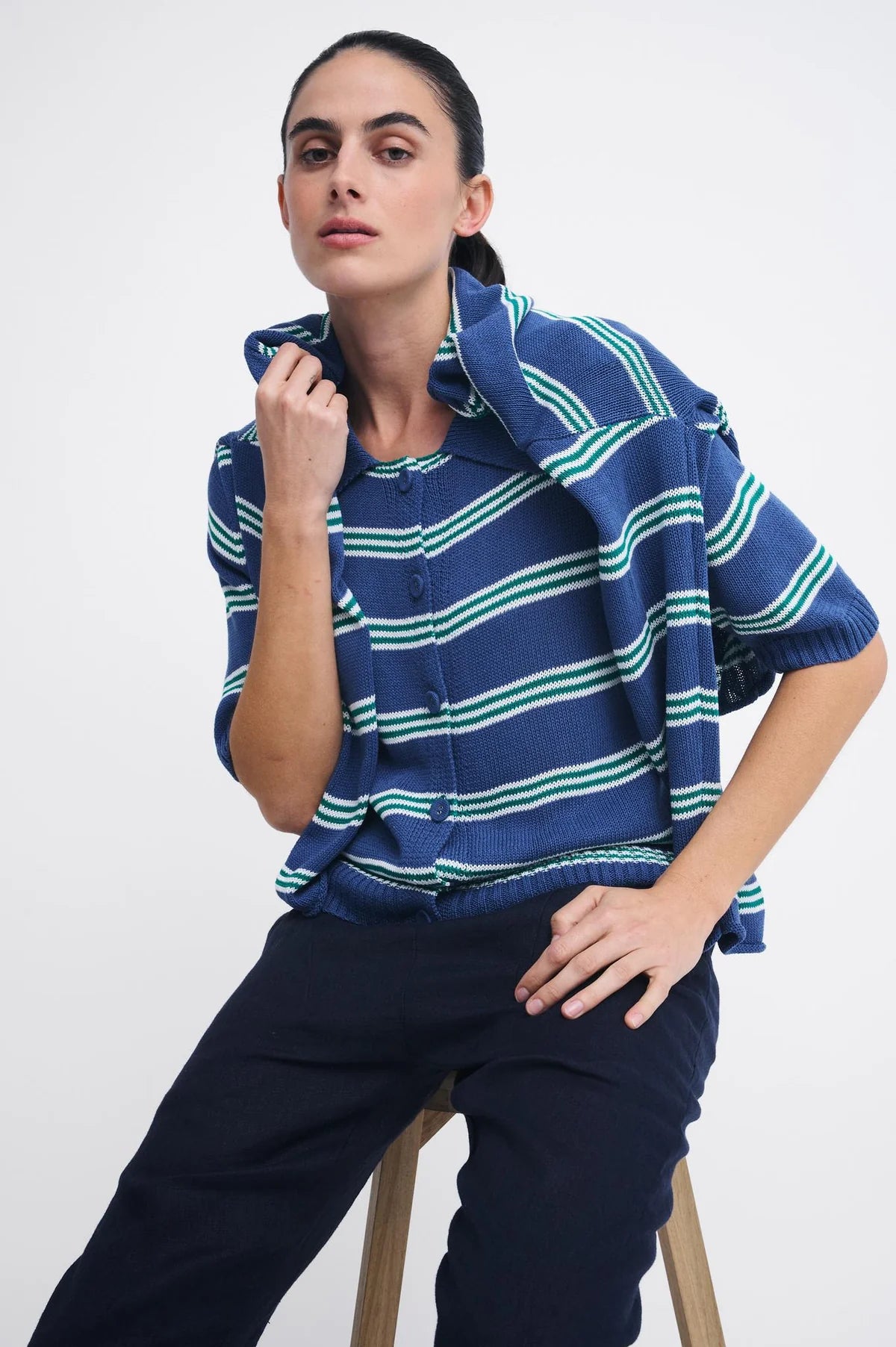 Stripe Button Top Stripe