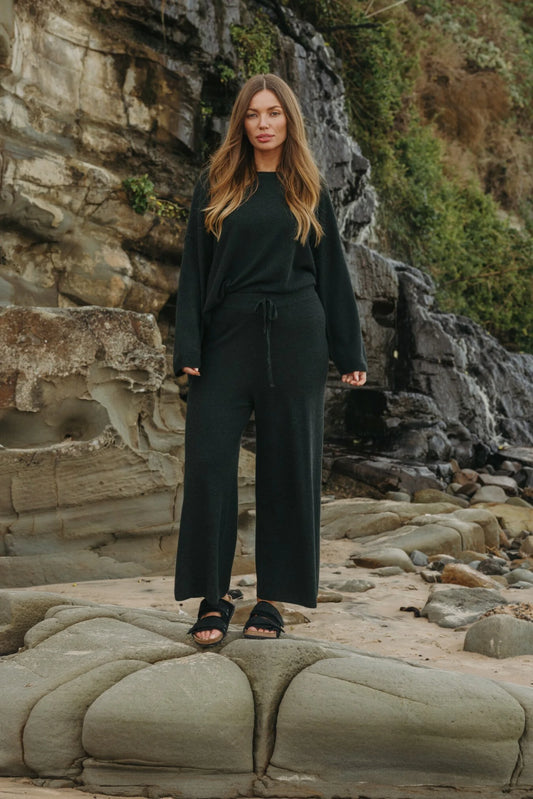 winter Retreat Merino Cotton Pullover Pine