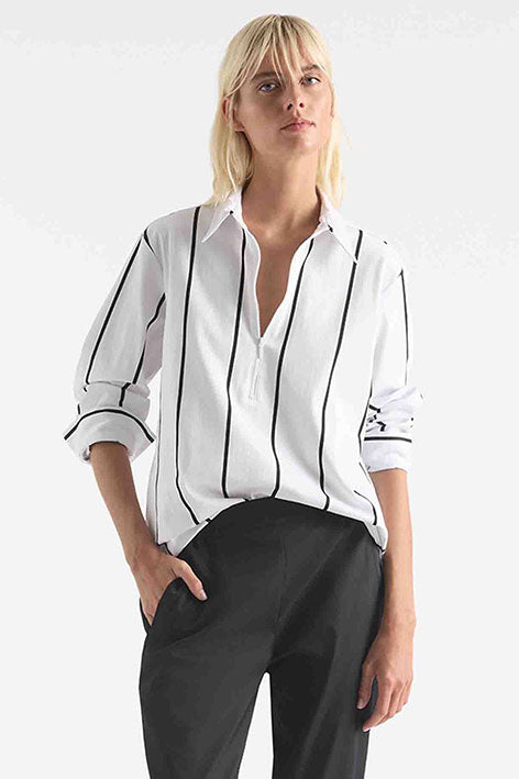 Zip Front Shirt Mono Stripe