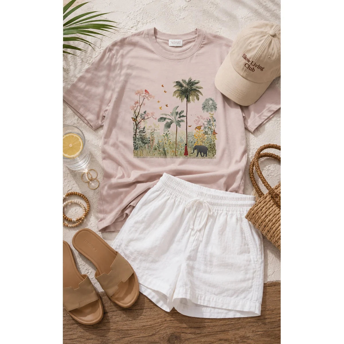 T Shirt Taupe Girl And Elephant