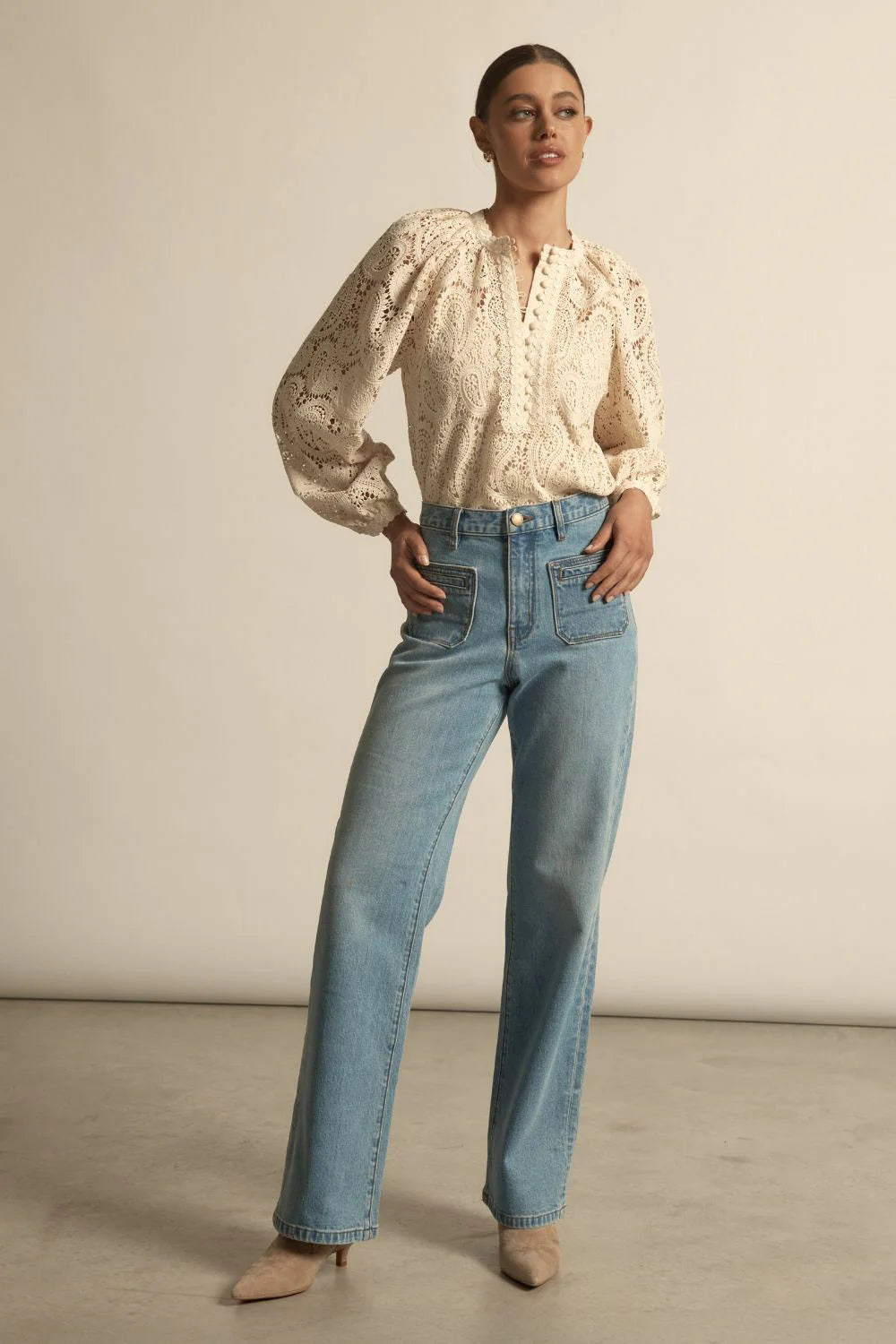 Adorn Top Ecru