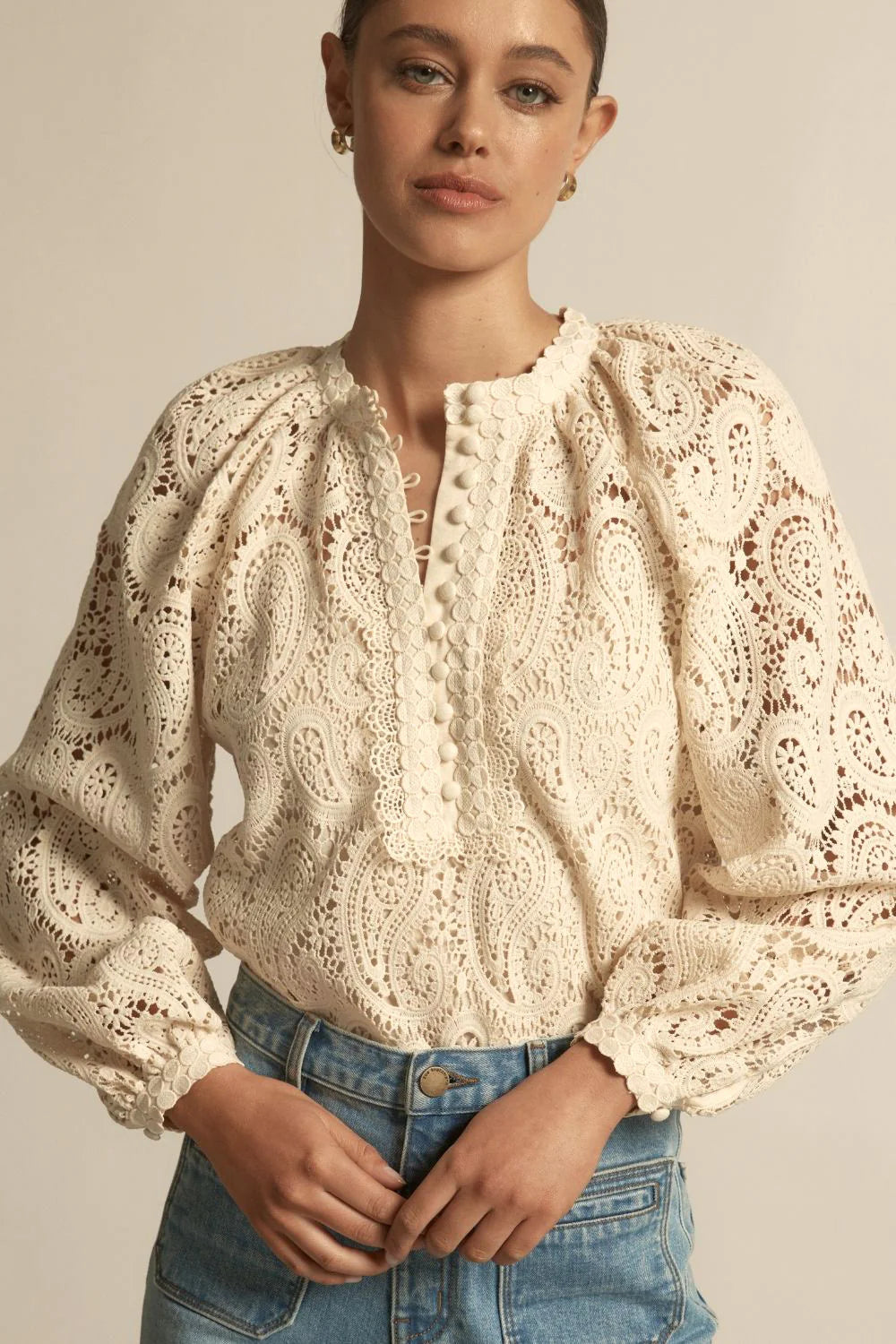 Adorn Top Ecru