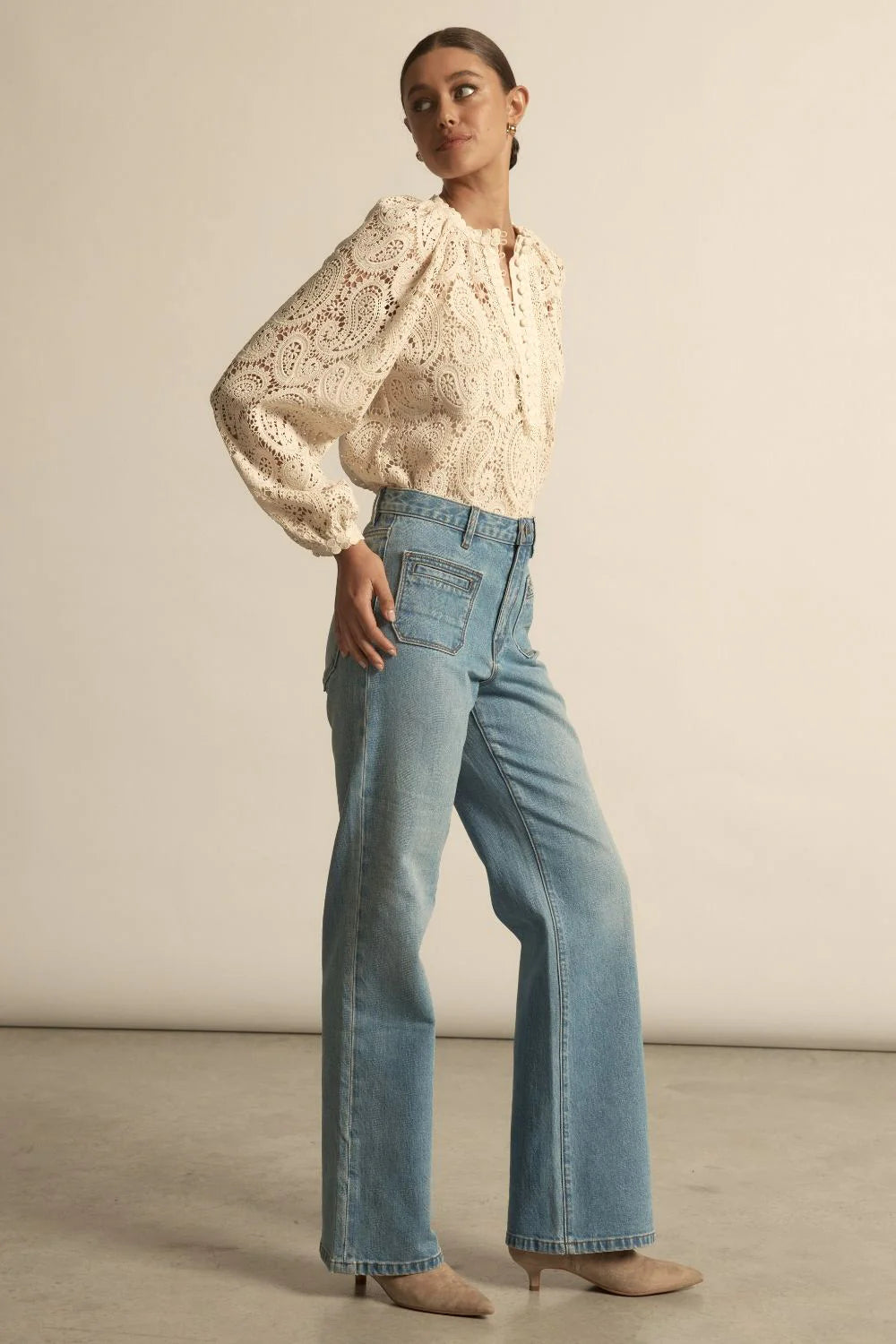 Adorn Top Ecru