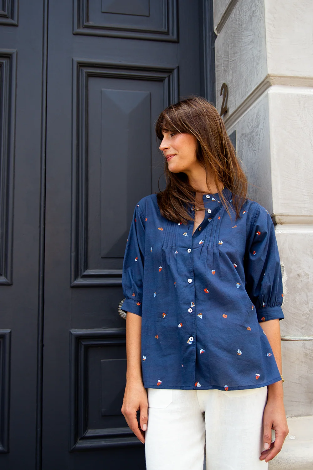 Amelia Shirt Boat Print