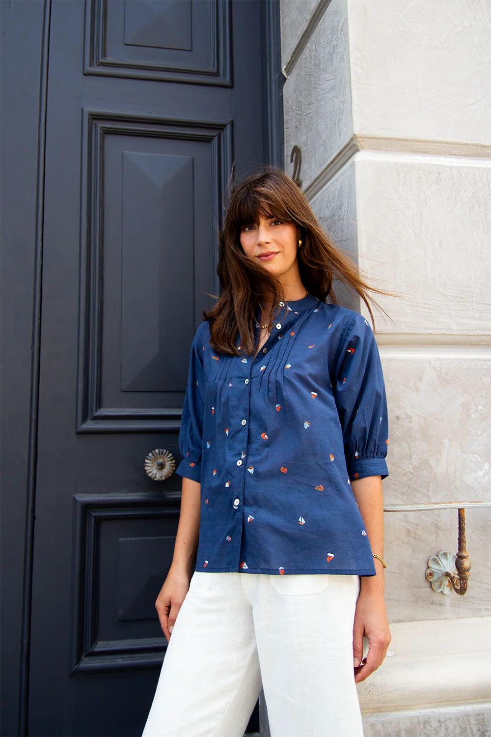 Amelia Shirt Boat Print